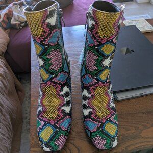 Colorful block healed booties